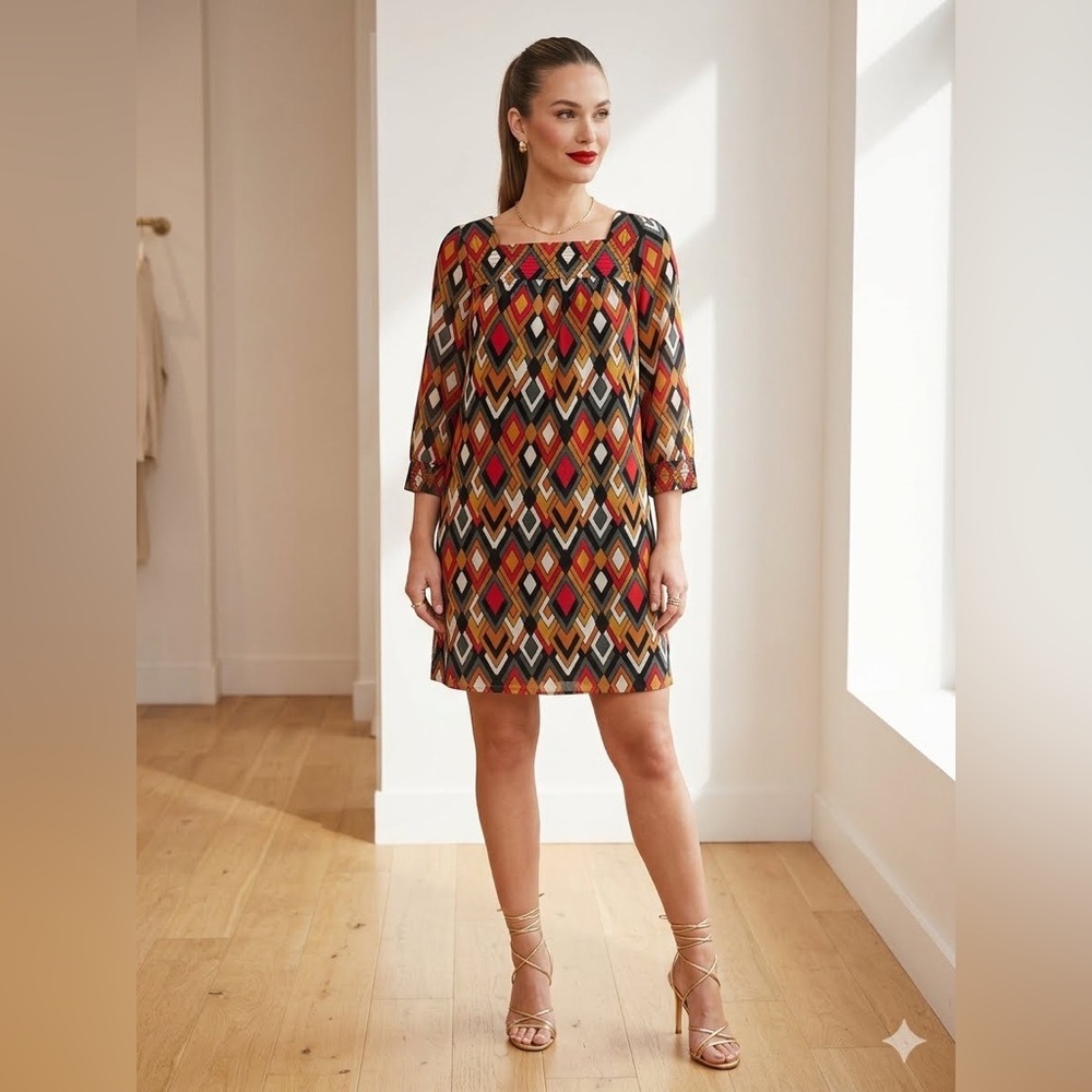 M Missoni multicolor geometric silk ‎ mini dress chic office wedding guest sz 10